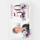 50と素晴らしいフローラ写真50th誕生日パーティー 横断幕 (縦)