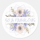 50と素晴らしいフローラ誕生日パーティワイルドバラ ラウンドシール (正面)