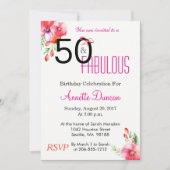 50と素晴らしいフローラ50番目の誕生日招待状 招待状 (正面)