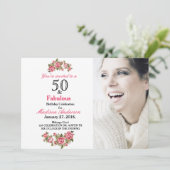 50と素晴らしいフローラ | 50番目の誕生日招待状 招待状 (スタンド正面)