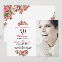 50と素晴らしいフローラ | 50番目の誕生日招待状 招待状