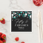 50と素晴らしいブラックとティール（緑がかった色）ナプキンス スタンダードカクテルナプキン (インサイチュ)