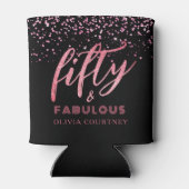 50と素晴らしいブラックとピンクのグリッター誕生日 缶クーラー (裏面)
