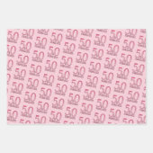 50と素晴らしいブラックとピンクの50th誕生日パーティー ラッピングペーパーシート (正面3)