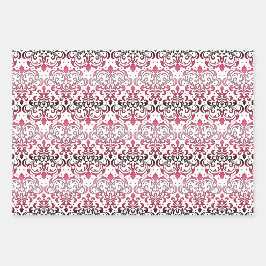 50と素晴らしいブラックとピンクの50th誕生日パーティー ラッピングペーパーシート (正面2)