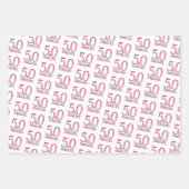 50と素晴らしいブラックとピンクの50th誕生日パーティー ラッピングペーパーシート (正面)