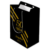 50と素晴らしいブラックとフェイク金ゴールド ミディアムペーパーバッグ (裏面アングル)