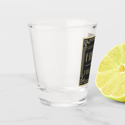 50と素晴らしいブラックと金ゴールドアールデコ誕生日 ショットグラス (左)