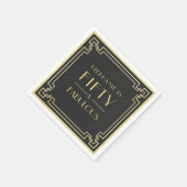 50と素晴らしいブラックと金ゴールドアールデコ誕生日 スタンダードカクテルナプキン (角)