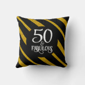 50と素晴らしいブラックと金ゴールドトートバッグ クッション (裏面)