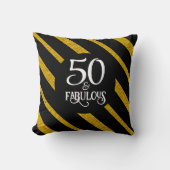 50と素晴らしいブラックと金ゴールドトートバッグ クッション (正面)