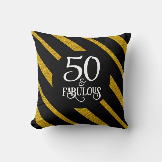 50と素晴らしいブラックと金ゴールドトートバッグ クッション (正面)