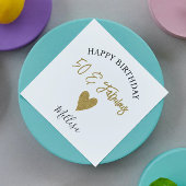 50と素晴らしいブラックと金ゴールドハッピーバースデー スタンダードカクテルナプキン