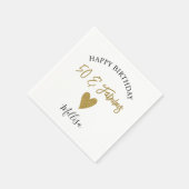 50と素晴らしいブラックと金ゴールドハッピーバースデー スタンダードカクテルナプキン (角)