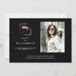 50と素晴らしいブラックと金ゴールド写真 招待状
