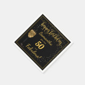 50と素晴らしいブラックと金ゴールド誕生日テンプレート スタンダードカクテルナプキン (角)