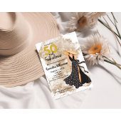 50と素晴らしいブラックと金ゴールド誕生日パーティー 招待状