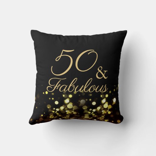 50と素晴らしいブラックと金ゴールド誕生日 クッション (裏面)