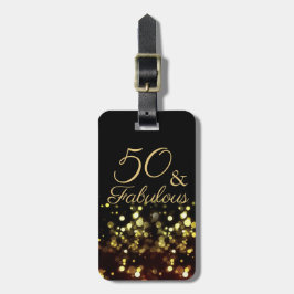 50と素晴らしいブラックと金ゴールド誕生日 ラゲッジタグ