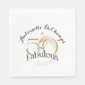 50と素晴らしいブラックと金ゴールド50th誕生日パーティー スタンダードランチョンナプキン (正面)