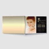 50と素晴らしいブラックと金ゴールド50th誕生日写真 ゲストブック (全面)