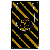 50と素晴らしいブラックと金ゴールド スモールペーパーバッグ (正面)