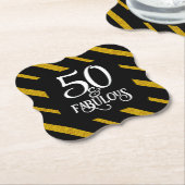 50と素晴らしいブラックと金ゴールド ペーパーコースター (アングル)