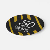 50と素晴らしいブラックと金ゴールド ペーパープレート (アングル)