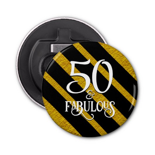 50と素晴らしいブラックと金ゴールド 栓抜き (正面)