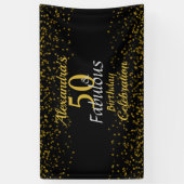 50と素晴らしいブラックと金ゴールド 横断幕 (縦)