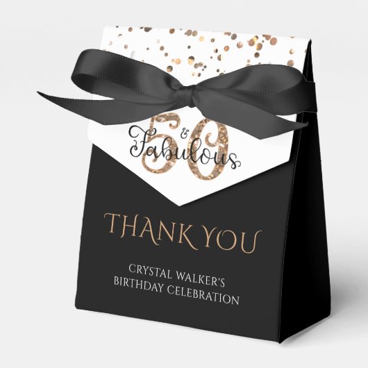 50と素晴らしいブラックエレガント金ゴールドありがとう フェイバーボックス (正面サイド)