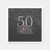 50と素晴らしいブラックシルバー | 50エレガント誕生日 スタンダードカクテルナプキン (正面)