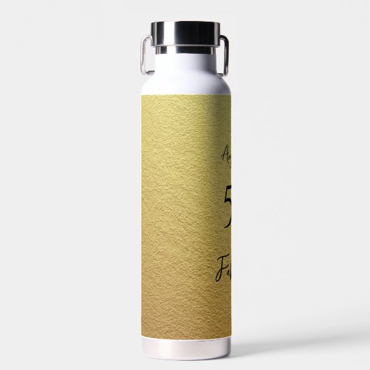 50と素晴らしいブラックスクリプトゴールドフェイクフォイルのテクスチャ ウォーターボトル (正面)