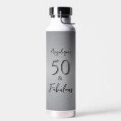 50と素晴らしいブラックスクリプトフェイクシルバー箔 ウォーターボトル (左面)