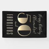 50と素晴らしいブラックタイポグラフィ50誕生日 横断幕 (横)