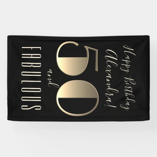 50と素晴らしいブラックタイポグラフィ50誕生日 横断幕 (横)