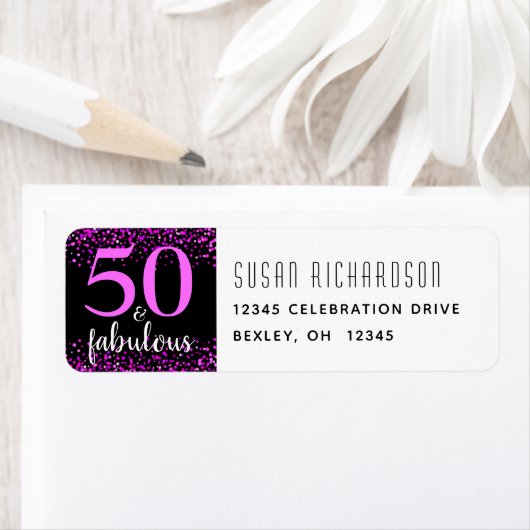 50と素晴らしいブラックピンクの誕生日アドモダンレス ラベル (インサイチュ)