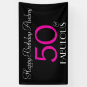 50と素晴らしいブラックピンクカスタム誕生日 横断幕 (縦)