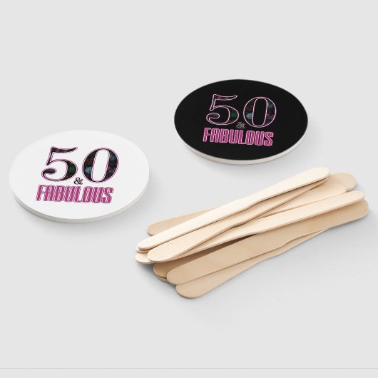 50と素晴らしいブラックピンクタイポグラフィ50誕生日 ハンドファン (組立なし)