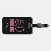 50と素晴らしいブラックピンクタイポグラフィ50誕生日 ラゲッジタグ (裏面横)