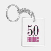 50と素晴らしいブラックピンク50誕生日写真 キーホルダー (正面左)