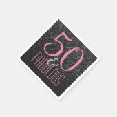 50と素晴らしいブラックピンク | 50エレガント誕生日 スタンダードカクテルナプキン (角)
