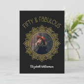 50と素晴らしいブラック金ゴールドエレガントパーティー 招待状 (スタンド正面)