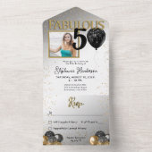 50と素晴らしいブラック金ゴールドグラムオールインワン招待状 オールインワン招待状 (内側)