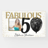 50と素晴らしいブラック金ゴールドグラムフォトバナー 横断幕 (横)