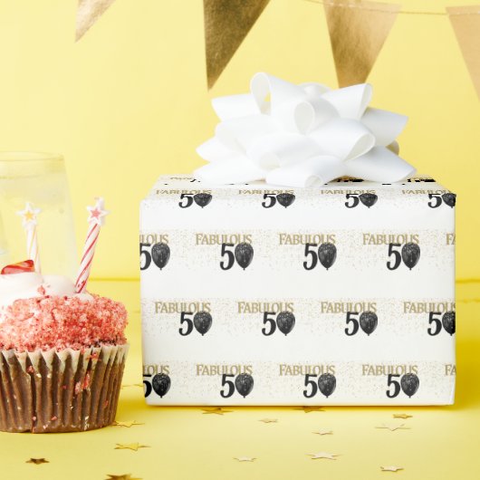 50と素晴らしいブラック金ゴールドグラムラッピング紙 ラッピングペーパー (誕生日パーティー)