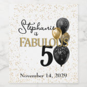 50と素晴らしいブラック金ゴールドグラムワインラベル ワインラベル (シングルラベル)