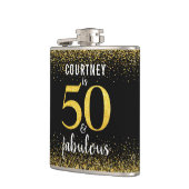 50と素晴らしいブラック金ゴールドグリッタースクリプト名 フラスク (左)