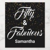 50と素晴らしいブラック金ゴールドグリッター パーソナライズされた ワインラベル (シングルラベル)