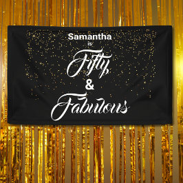 50と素晴らしいブラック金ゴールドグリッター パーソナライズされた 横断幕